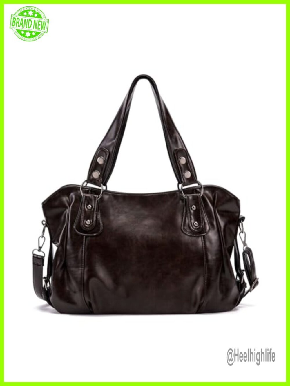 PU Leather Tote Bag Medium Crossbody Satchel Vintage Slouchy Shoulder Handbag
